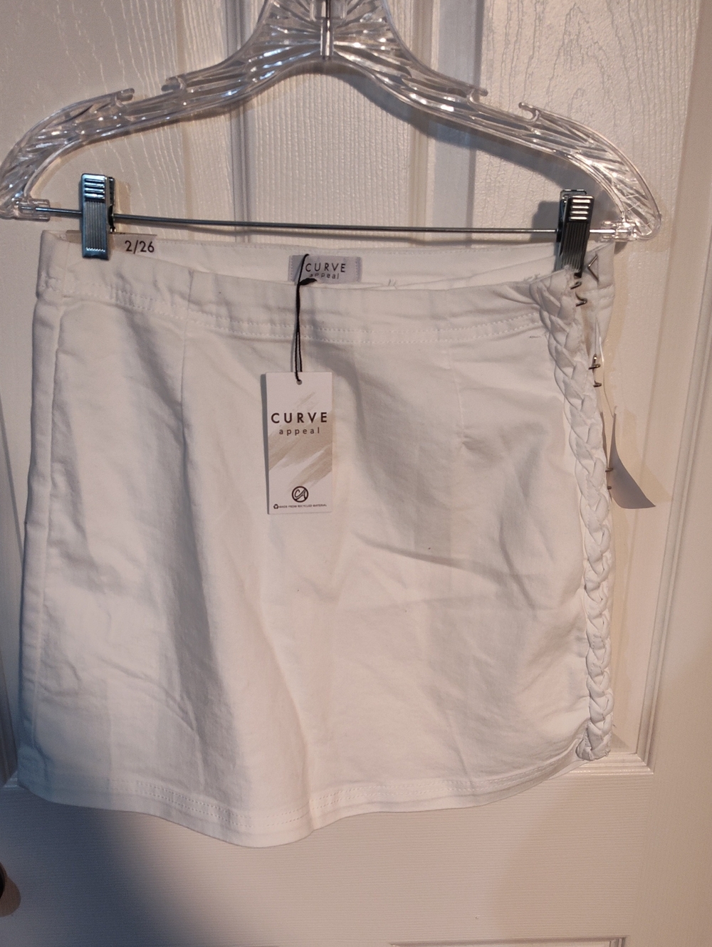 Curve Appeal Women's White Braided Side Skort